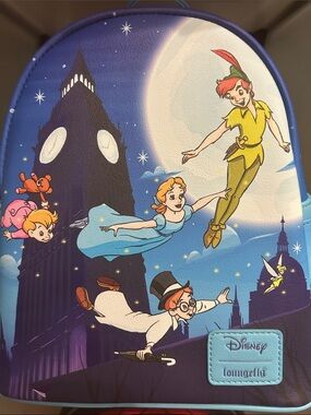 Disney Peter Pan Scene Kids Backpack in Blue and Yellow